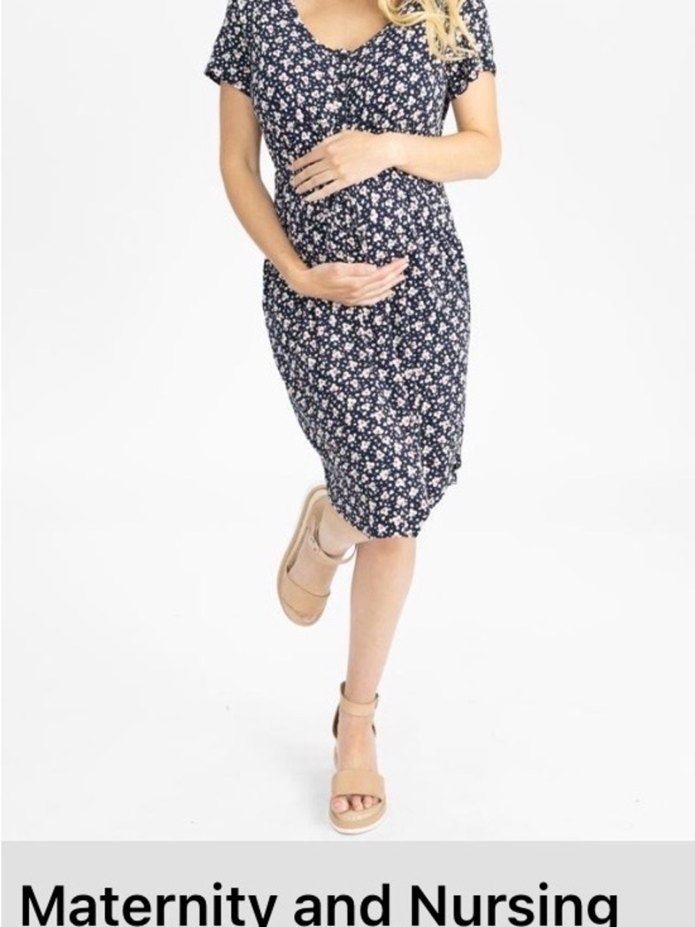 Navy Floral Maternity Mini Dress